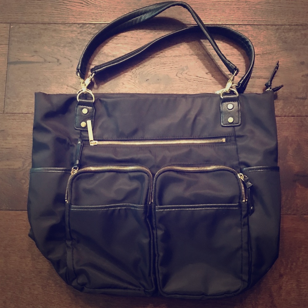 Black Multi Compartment Shoulder Bag